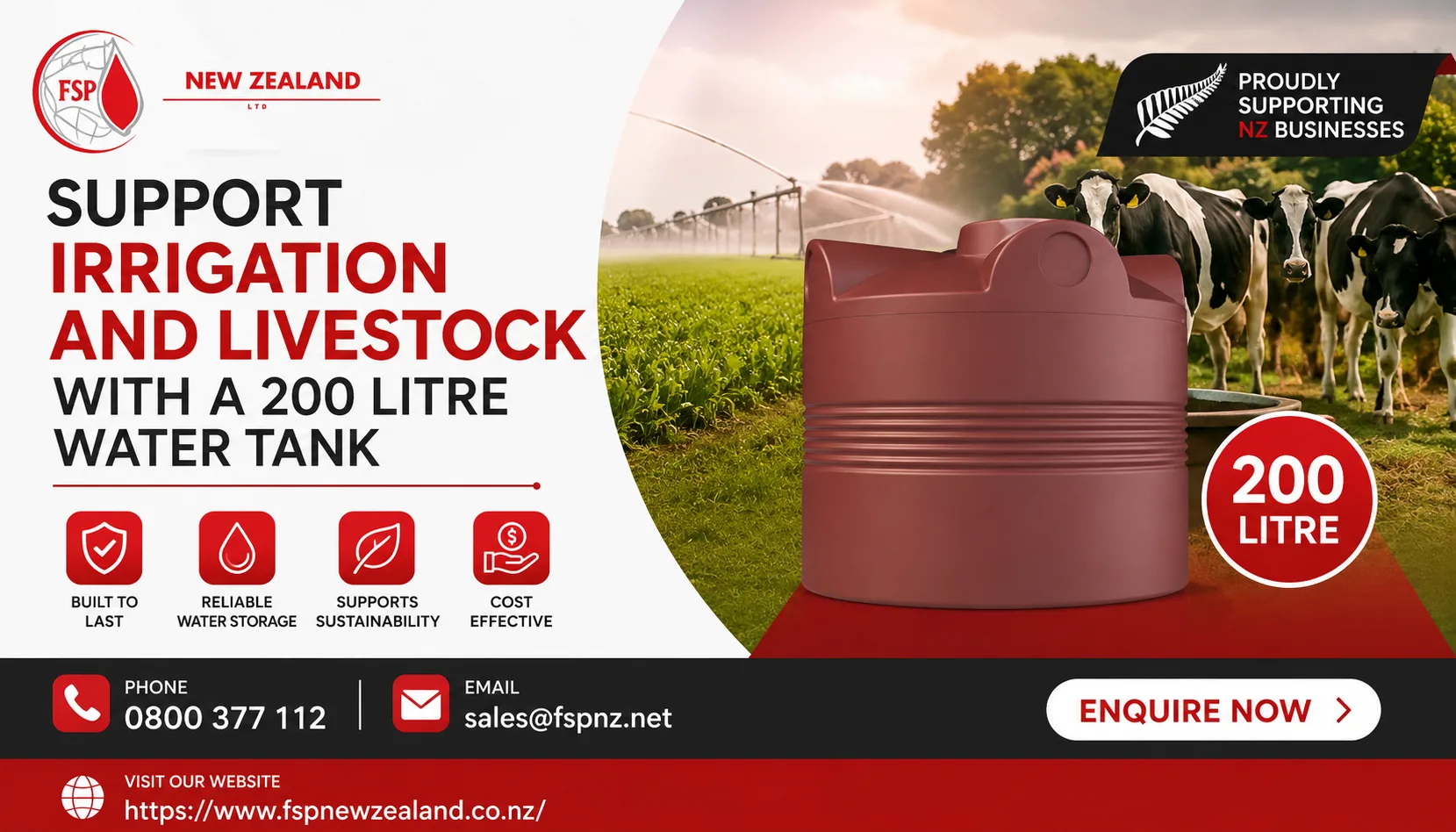 Support Irrigation and Livestock with a 200 Litre Water Tank