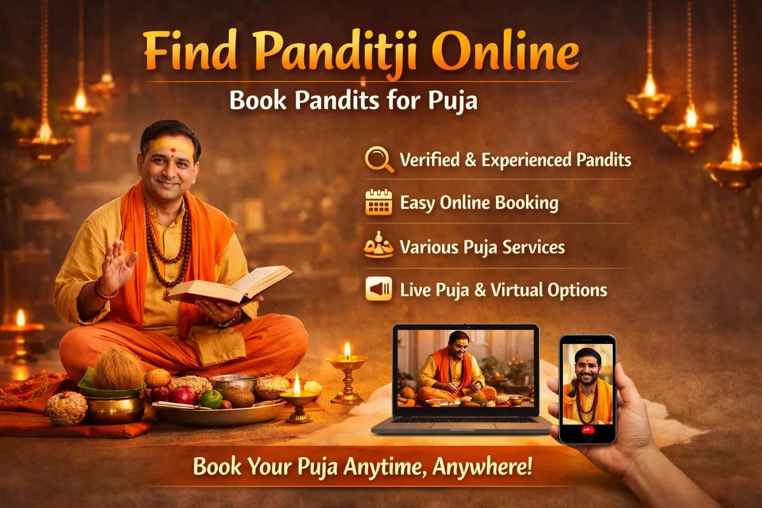 Find Panditji Online - Book Pandits For Puja - Online Puja Booking Services - Vedaangam