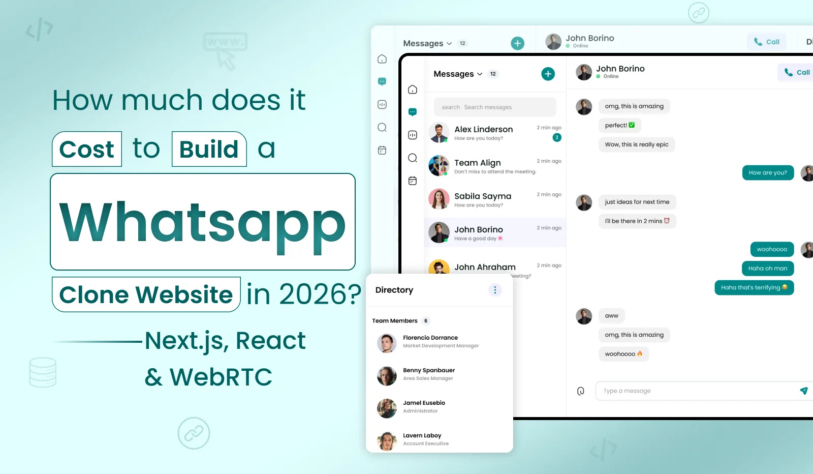 WhatsApp Clone Website Cost 2026 | Next.js & WebRTC