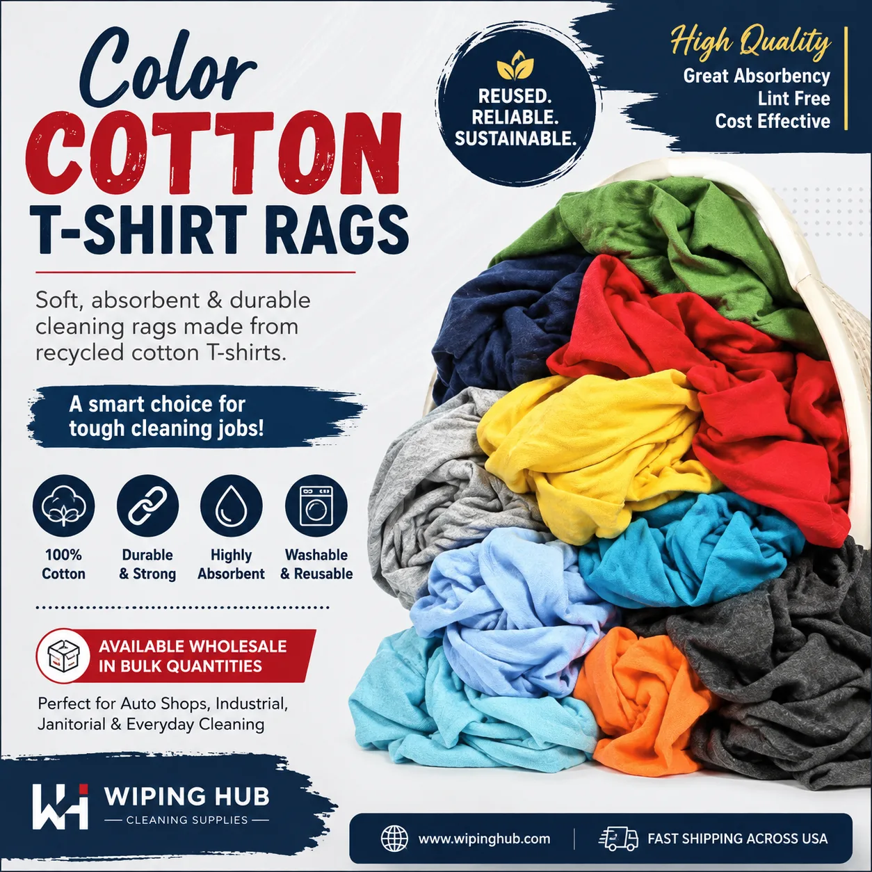 Ultimate Guide to Color Cotton Rags for Industrial Cleaning | Wiping Hub