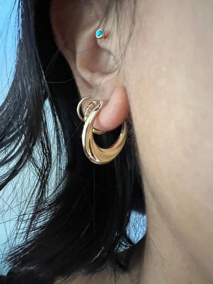 Real 10K Gold Small Oval Twisted Hoop Earrings - 14K Yellow Gold Swirl Design Hoops