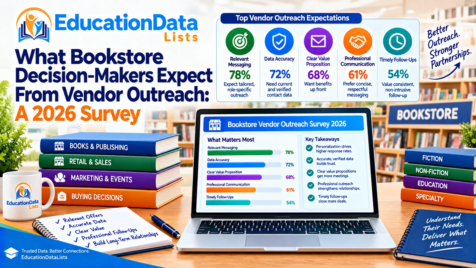 What Bookstore Decision-Makers Expect From Vendor Outreach: A 2026 Survey | EducationDataLists