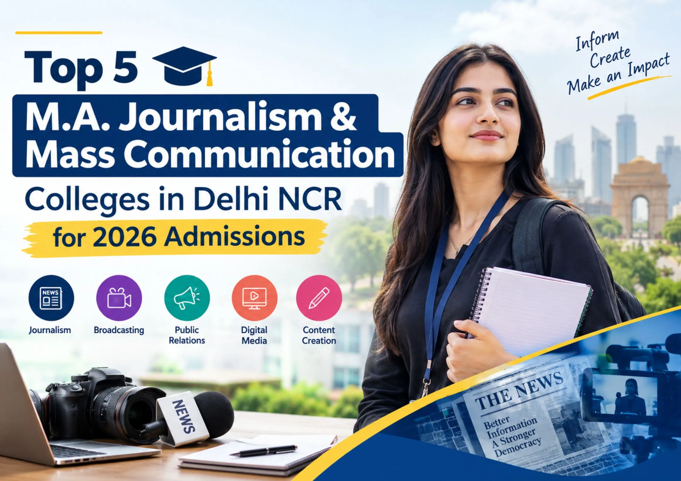 Top 5 M.A. Journalism & Mass Communication Colleges in Delhi NCR for 2026 Admissions