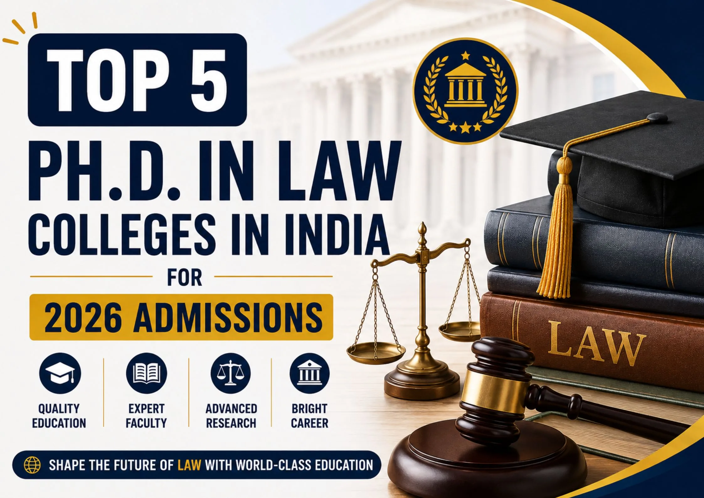 Top 5 Ph.D. in Law Colleges in India for 2026 Admissions