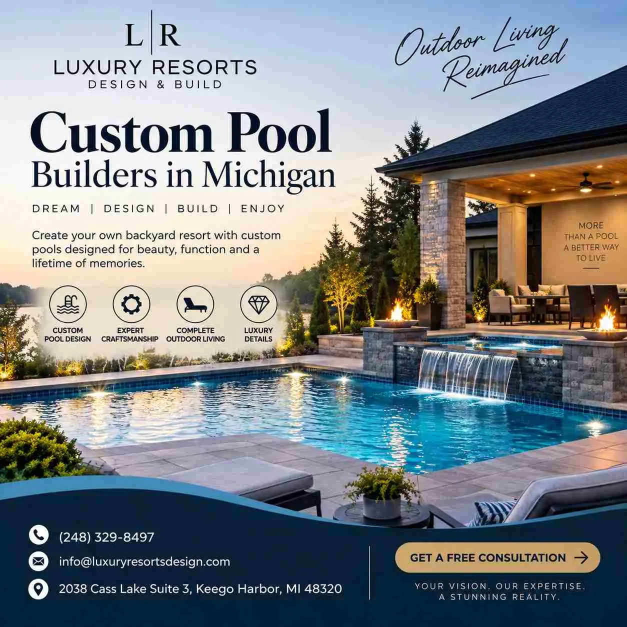 How Custom Pool Builders in Michigan Create Stunning Outdoor Living Spaces
