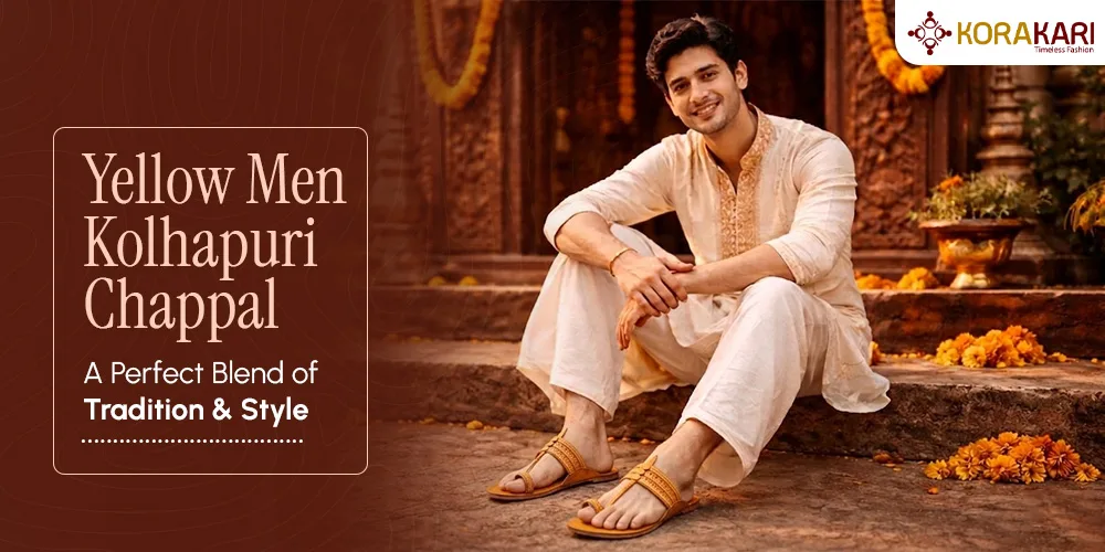 Yellow Men Kolhapuri Chappal – A Perfect Blend of Tradition & Style  