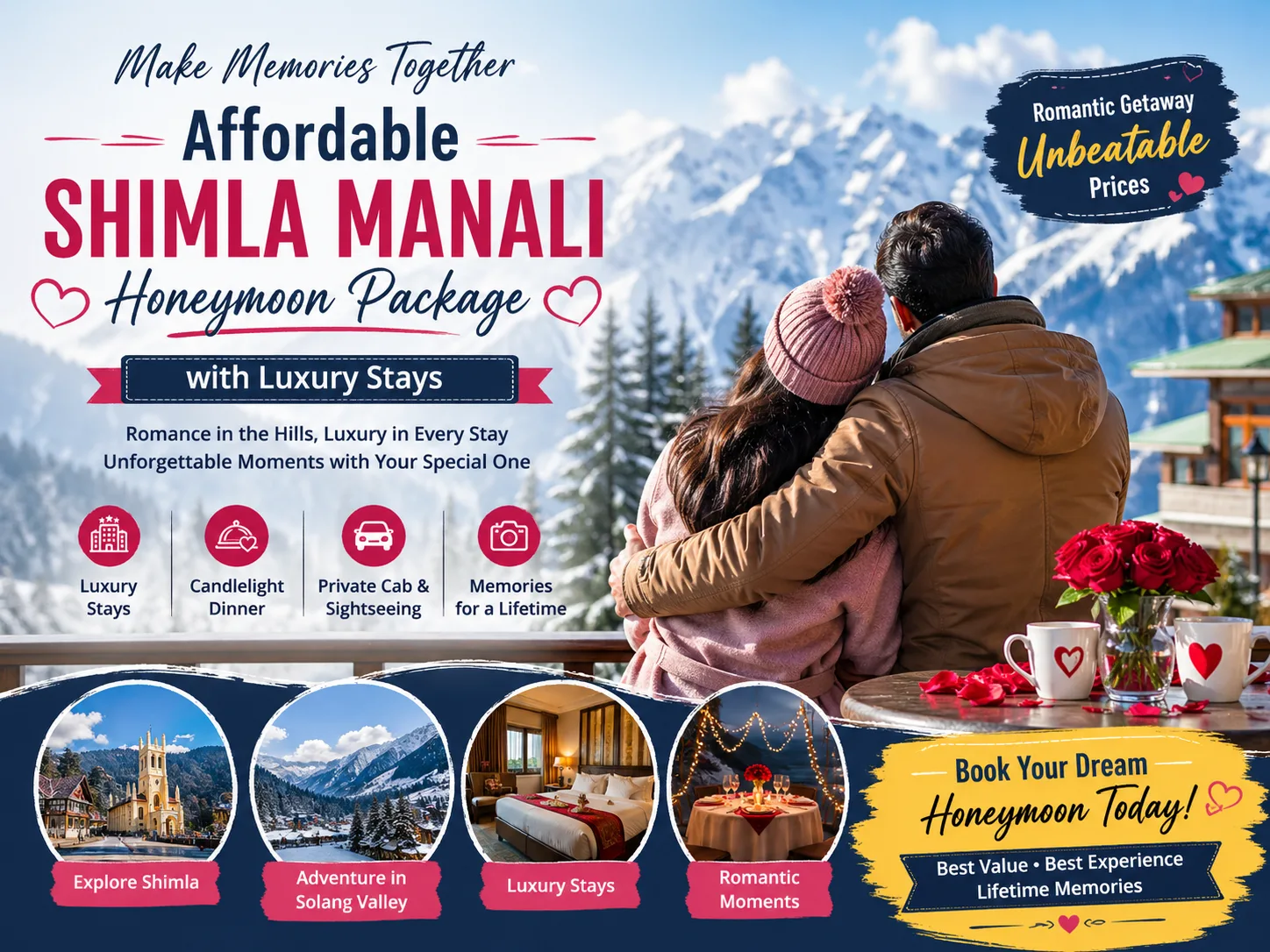 Affordable Shimla Manali Honeymoon Package with Luxury Stays