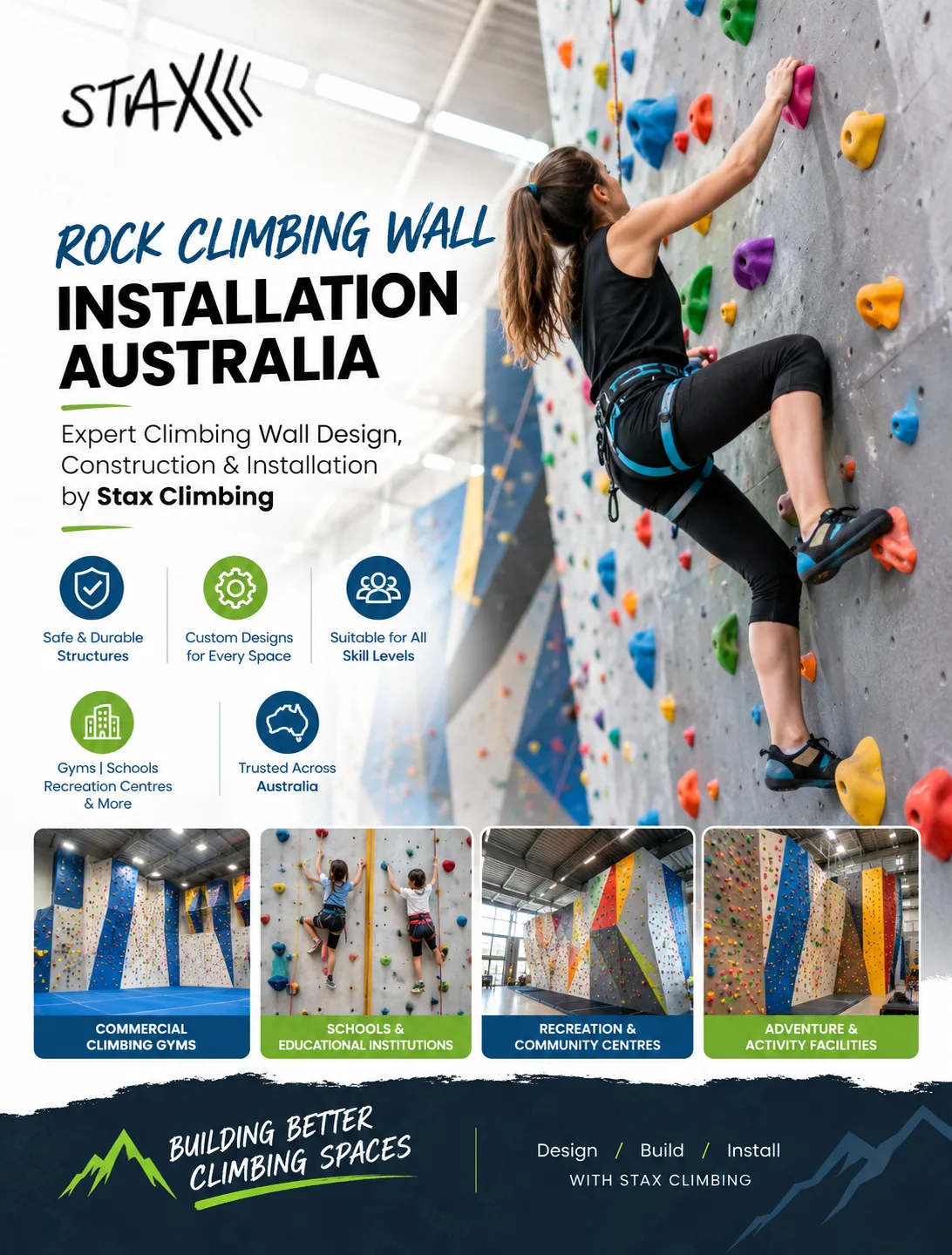 Rock Climbing Wall Installation Australia – Expert Climbing Wall Design, Construction & Installation by Stax Climbing