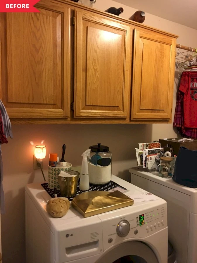 Before and After: Fresh Finishes and IKEA Cabinets Transform a '90s Laundry Room