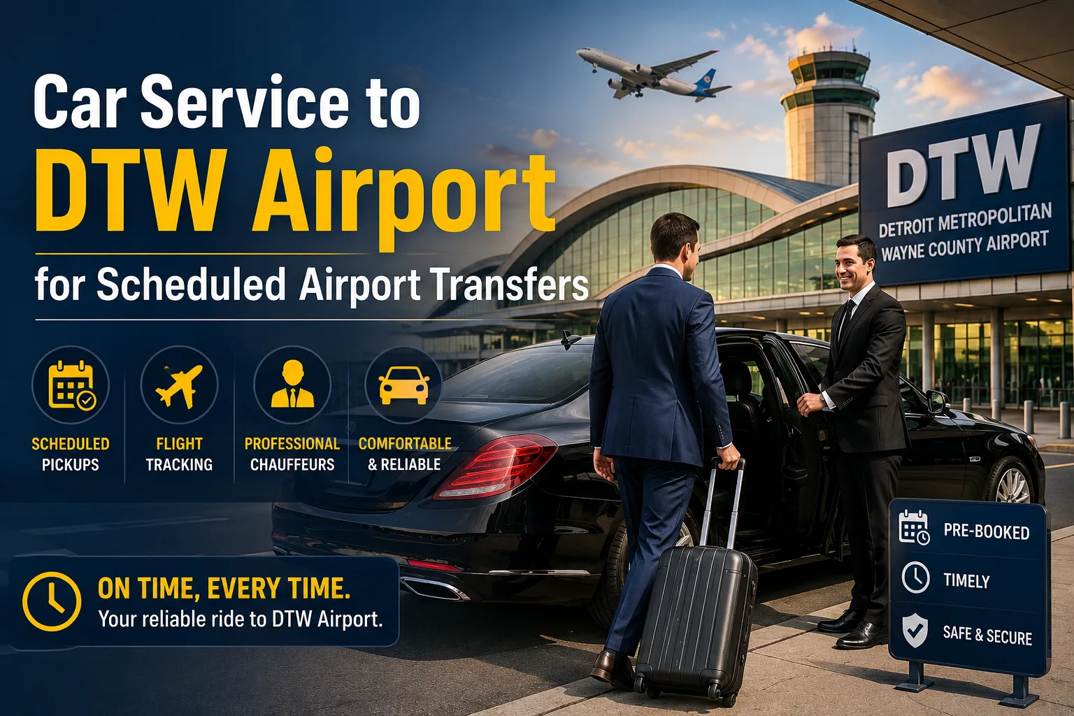 Car Service to DTW Airport for Scheduled Airport Transfers