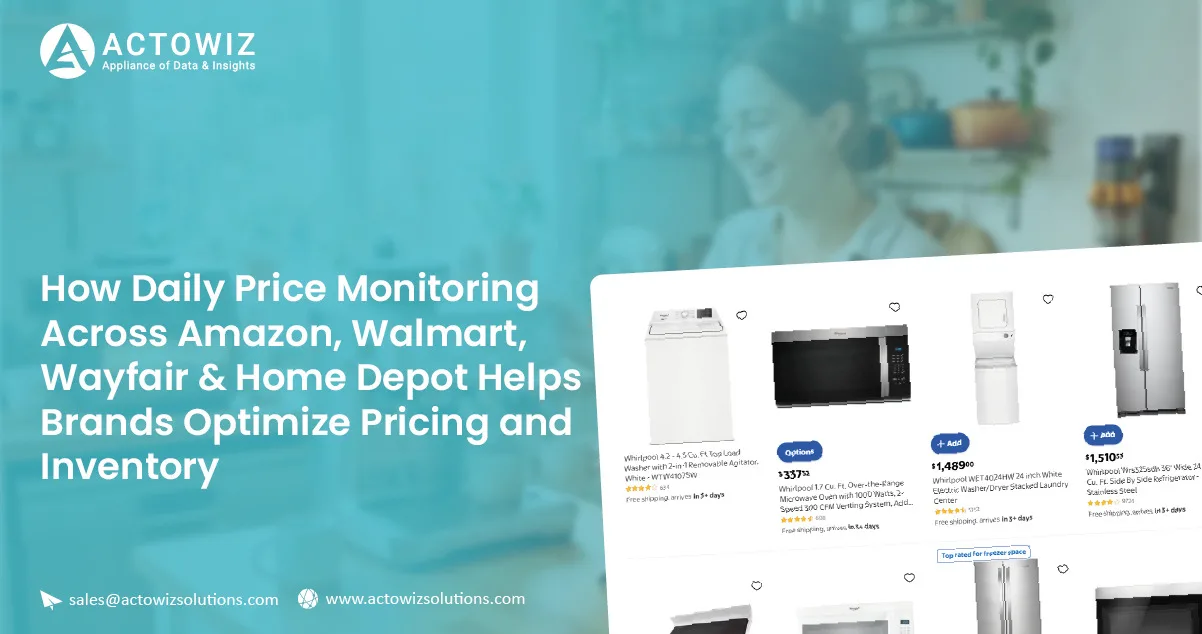 Daily Price Monitoring for Amazon, Walmart, Wayfair & Home Depot