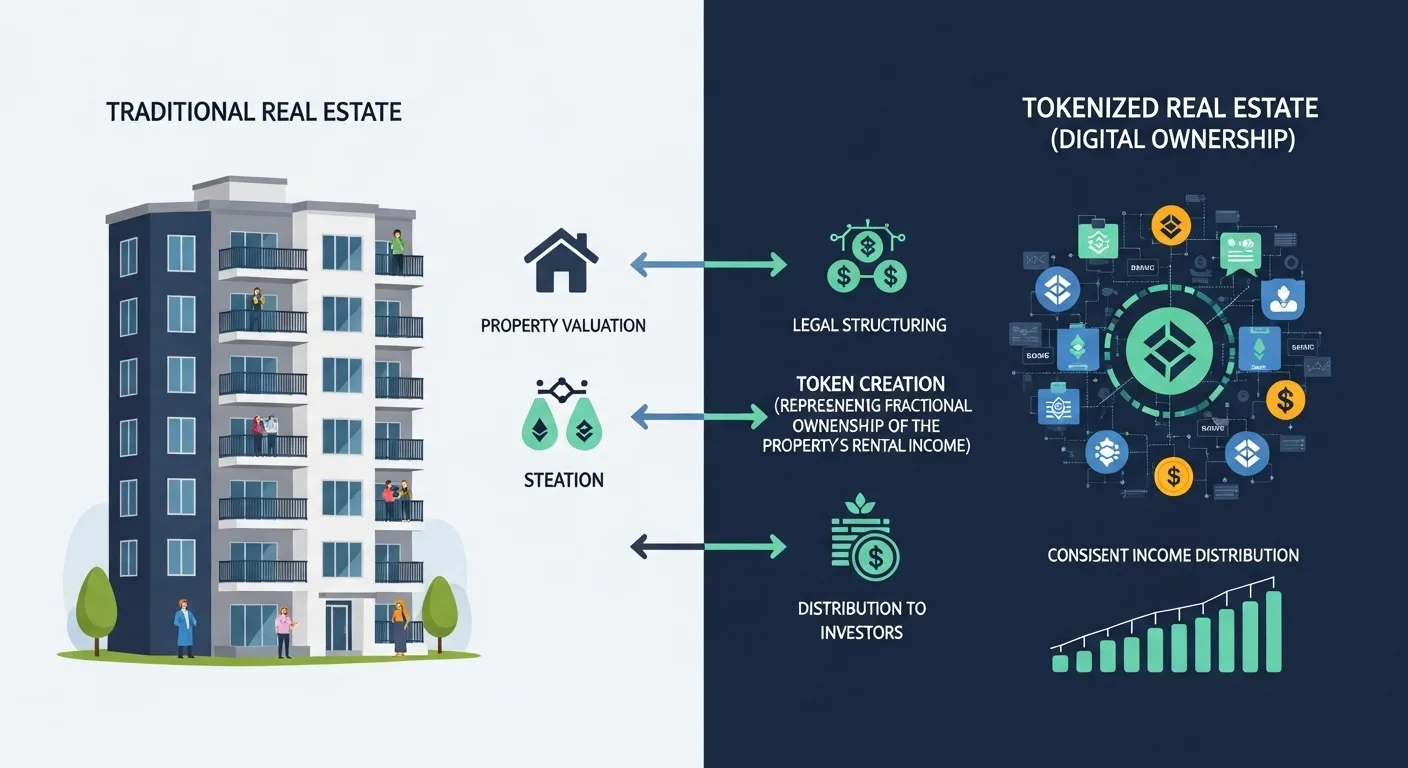 How does real estate asset tokenization work for rental income models?