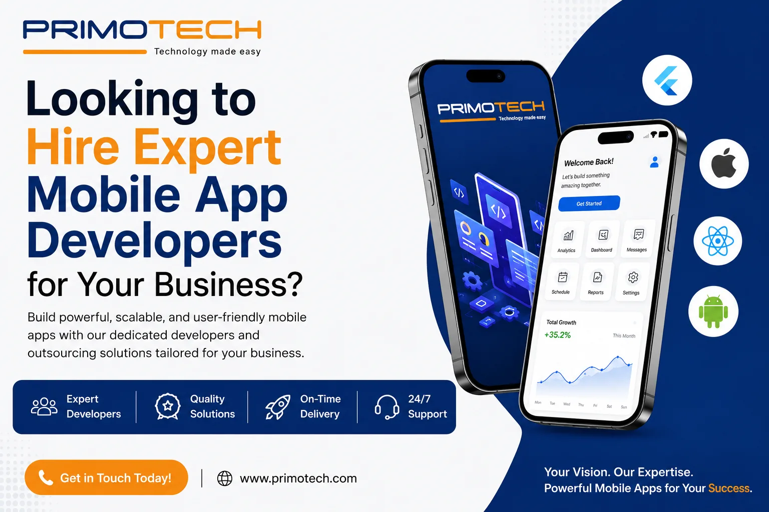 Looking to Hire Expert Mobile App Developers for Your Business? | Primotech
