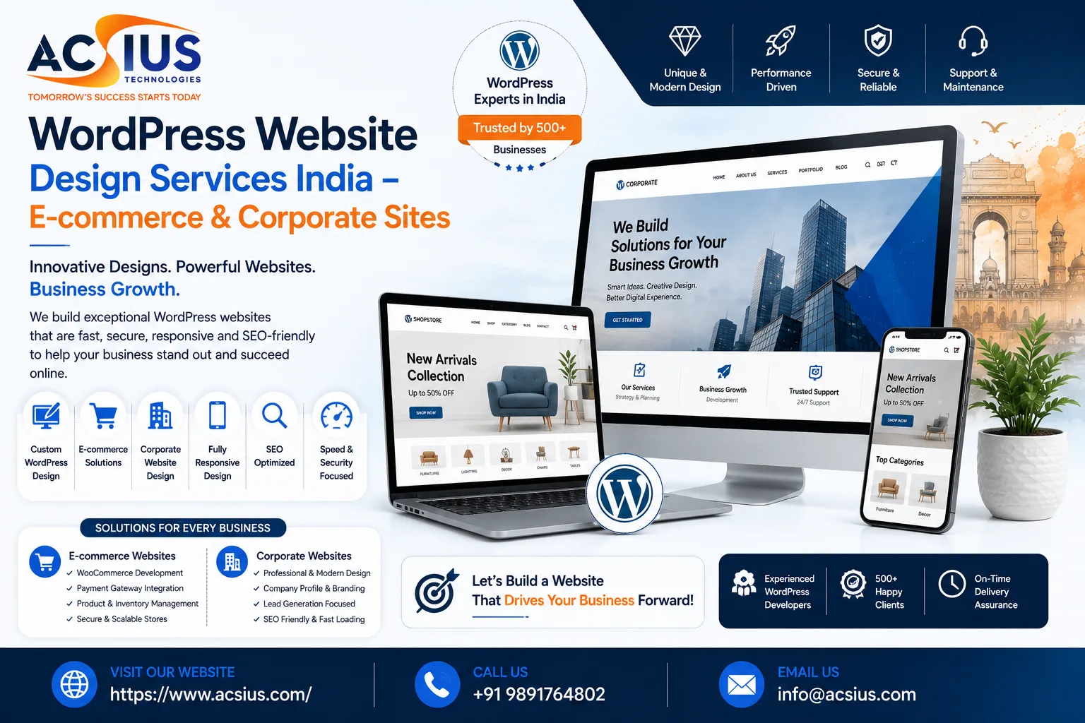 WordPress Website Design Services India – E-commerce & Corporate Sites
