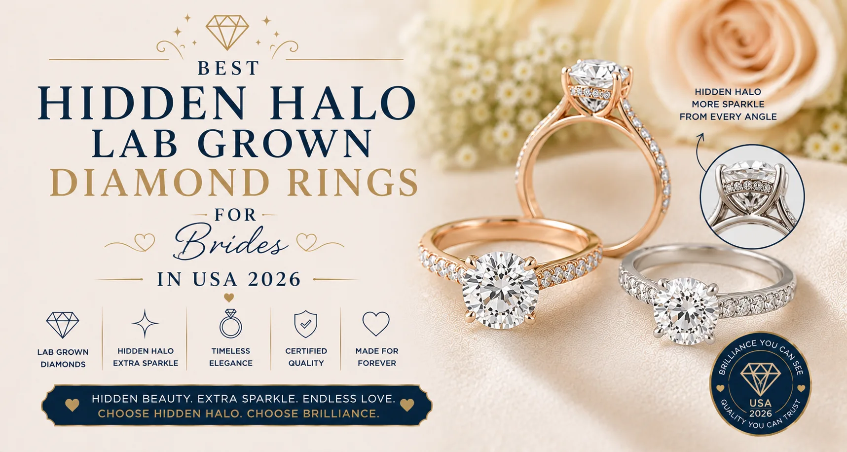 Best Hidden Halo Lab Grown Diamond Rings for Brides in USA 2026