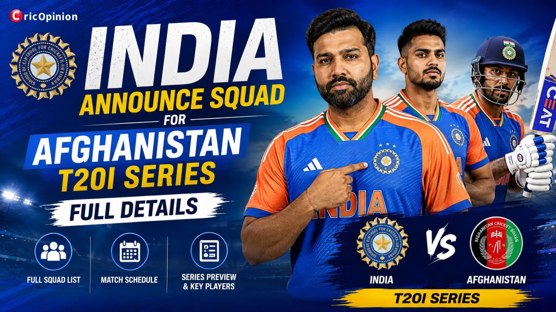 India Announce Squad for Afghanistan T20I Series: Full Details