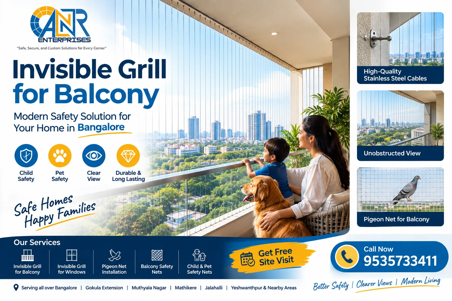 Invisible Grill for Balcony Modern Safety aur Clear View ke Liye Best Solution