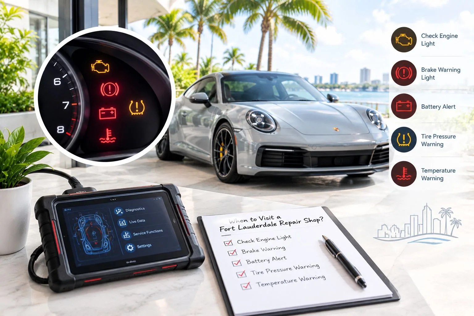 Porsche Warning Lights: When to Visit a Fort Lauderdale Repair Shop