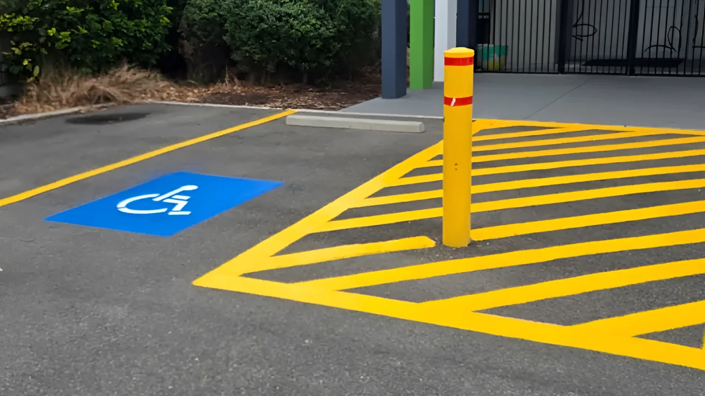 Bollard Installation and Disabled Car Park Line Marking for Safer Workplaces