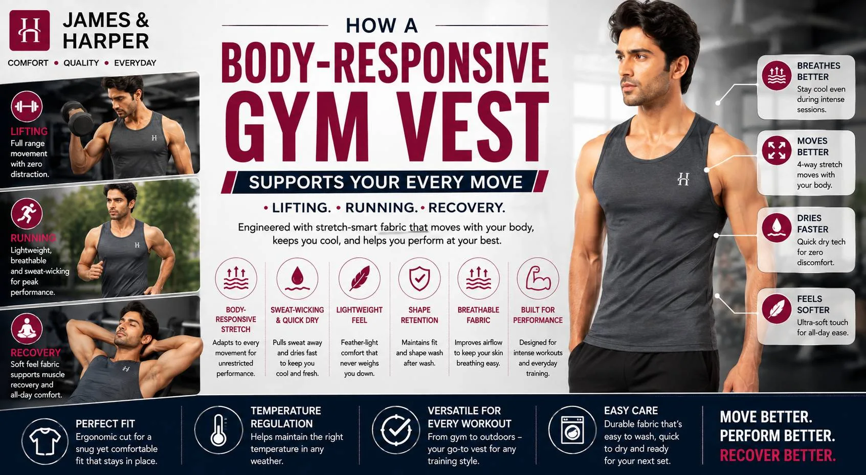 How a Body-Responsive Gym Vest Supports Lifting, Running and Recovery