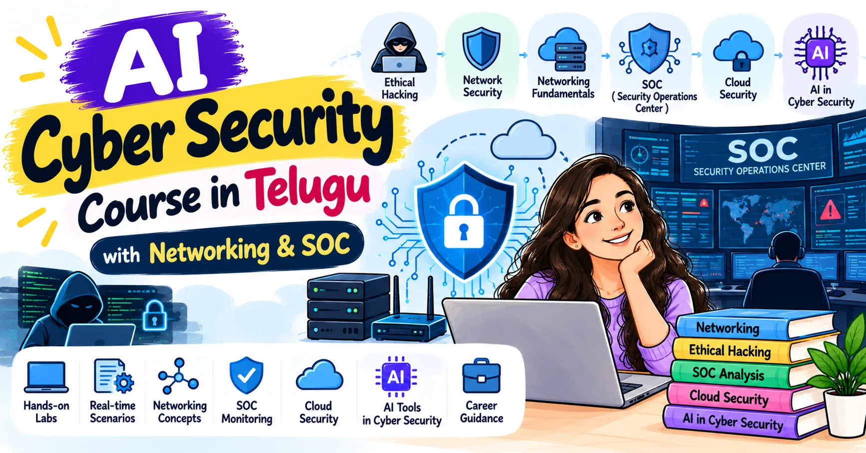 Explore SOC Analyst Jobs and Career Growth – AI Cyber Security Course in Telugu with Networking & SOC