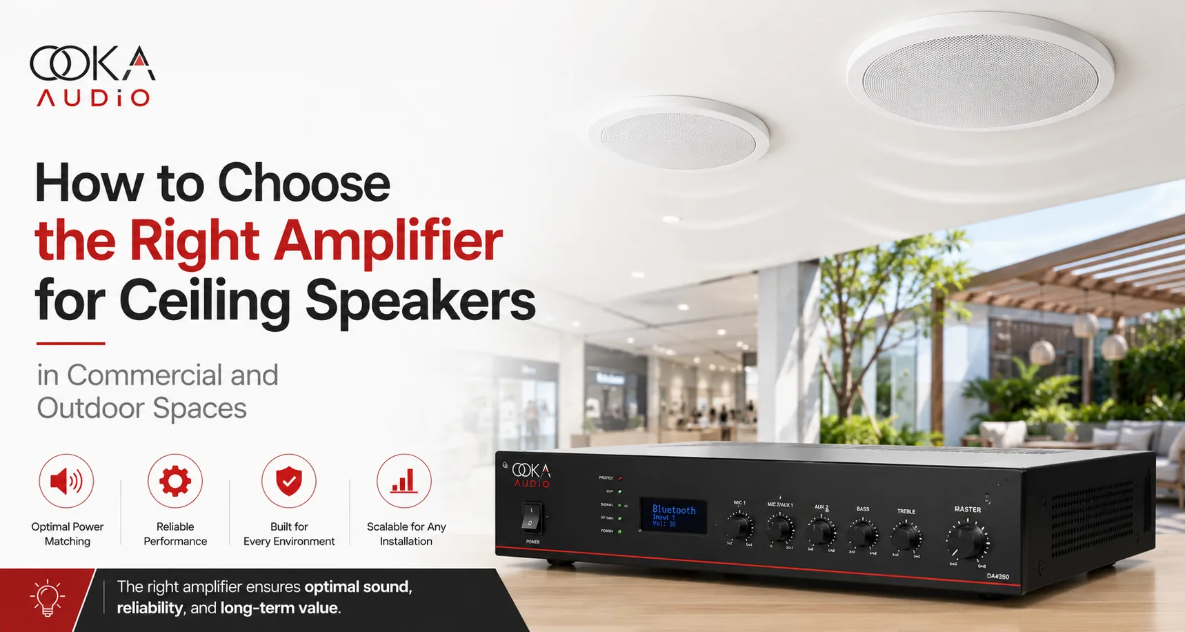 How to Choose the Right Amplifier for Ceiling Speakers in Commercial and Outdoor Spaces