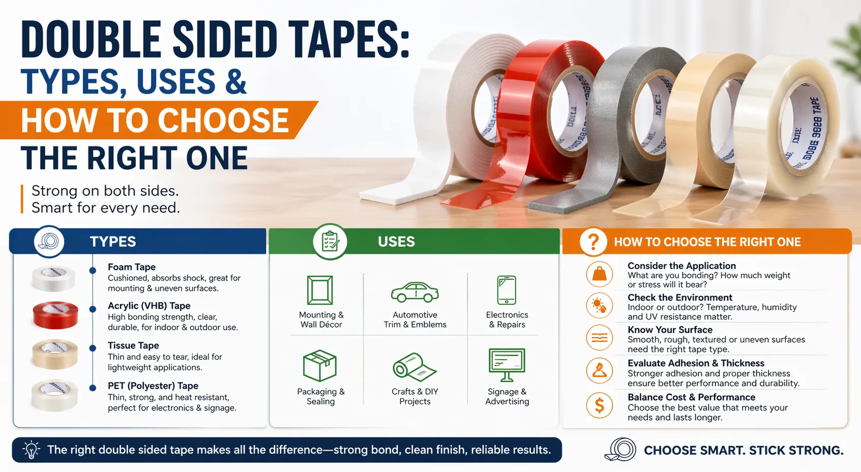 Double Sided Tapes: Types, Uses & How to Choose the Right One