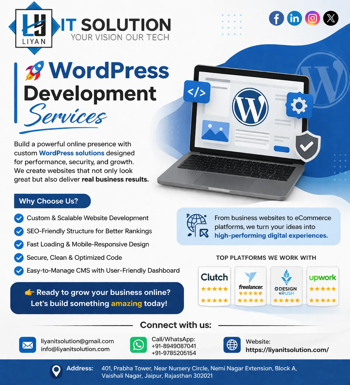 Trusted Best WordPress Development Company In Jaipur For Digital Success | LIYAN IT SOLUTION