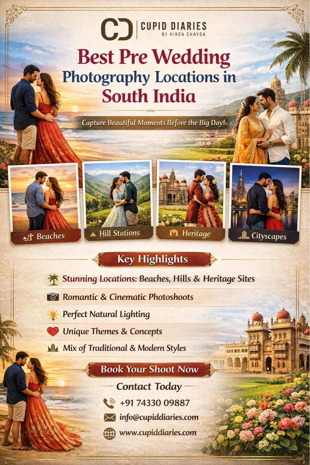 Best Pre Wedding Photography Locations in South India | Cupid Diaries