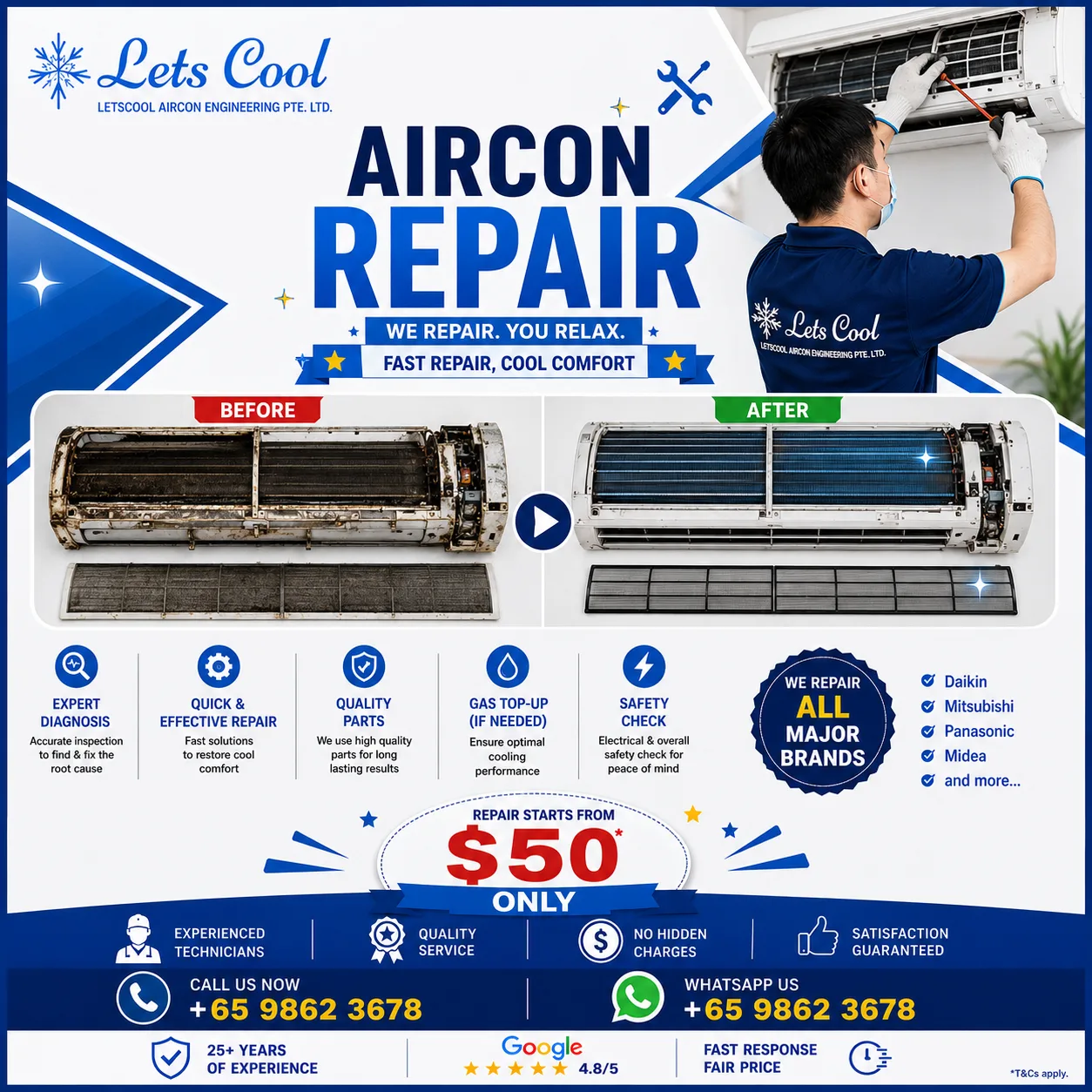 What should I check before hiring an air con repair company in Singapore?