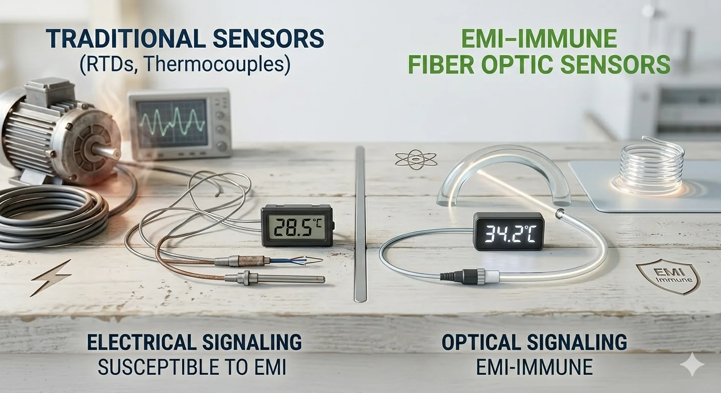Traditional Temperature Sensors vs EMI-Immune Fiber Optic Sensors