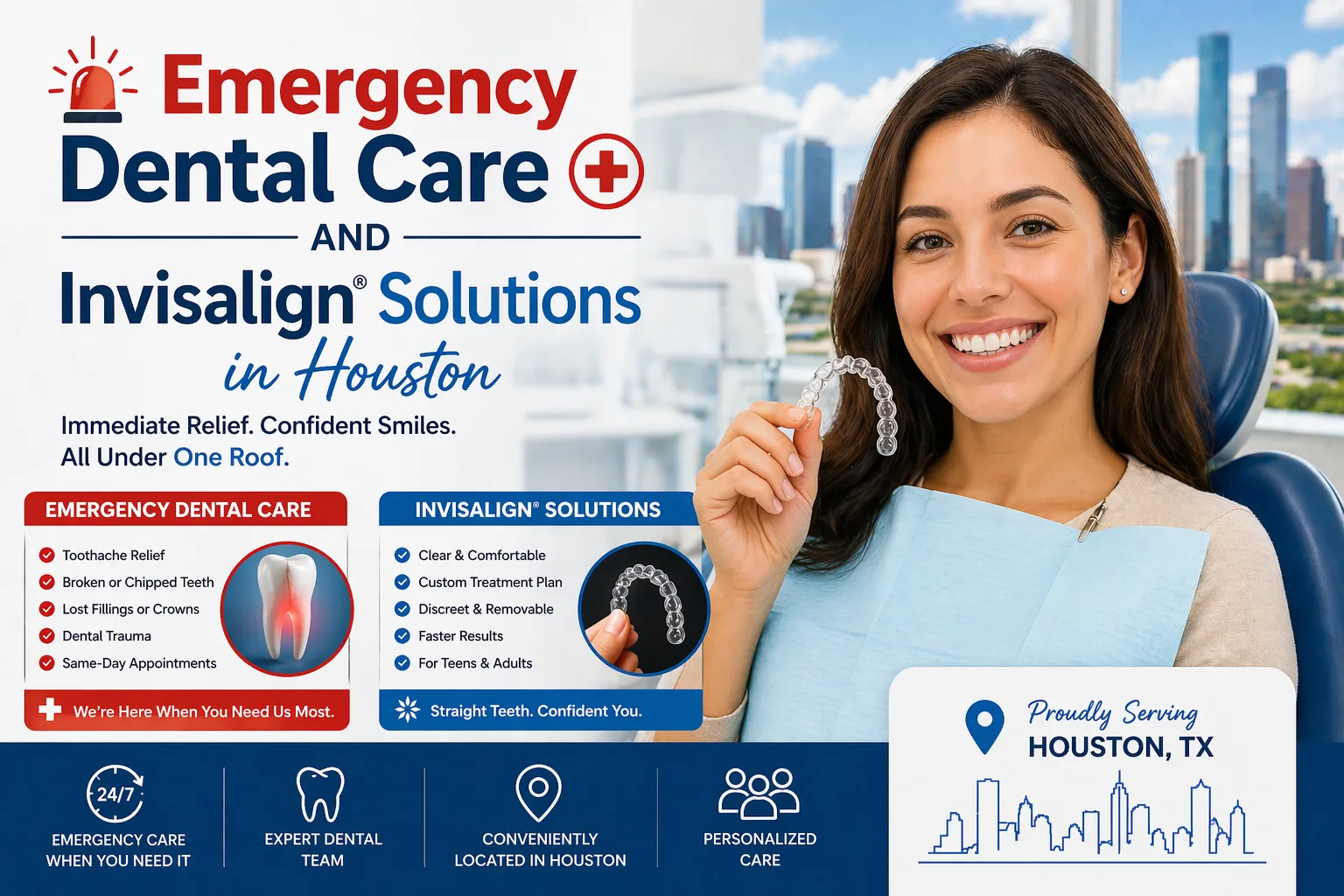 Fast Relief & Flawless Smiles: Emergency Dental Care and Invisalign Solutions in Houston
