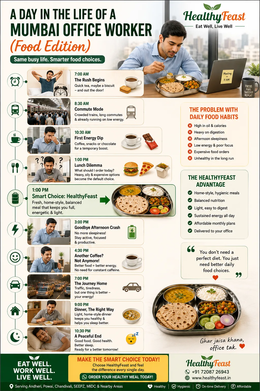 A Day in the Life of a Mumbai Office Worker (Food Edition) | HealthyFeast