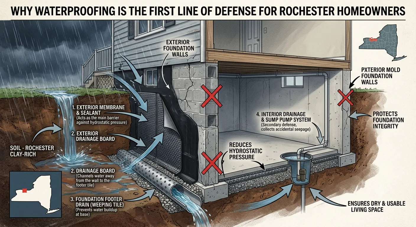 Why Waterproofing Is the First Line of Defense for Rochester Homeowners