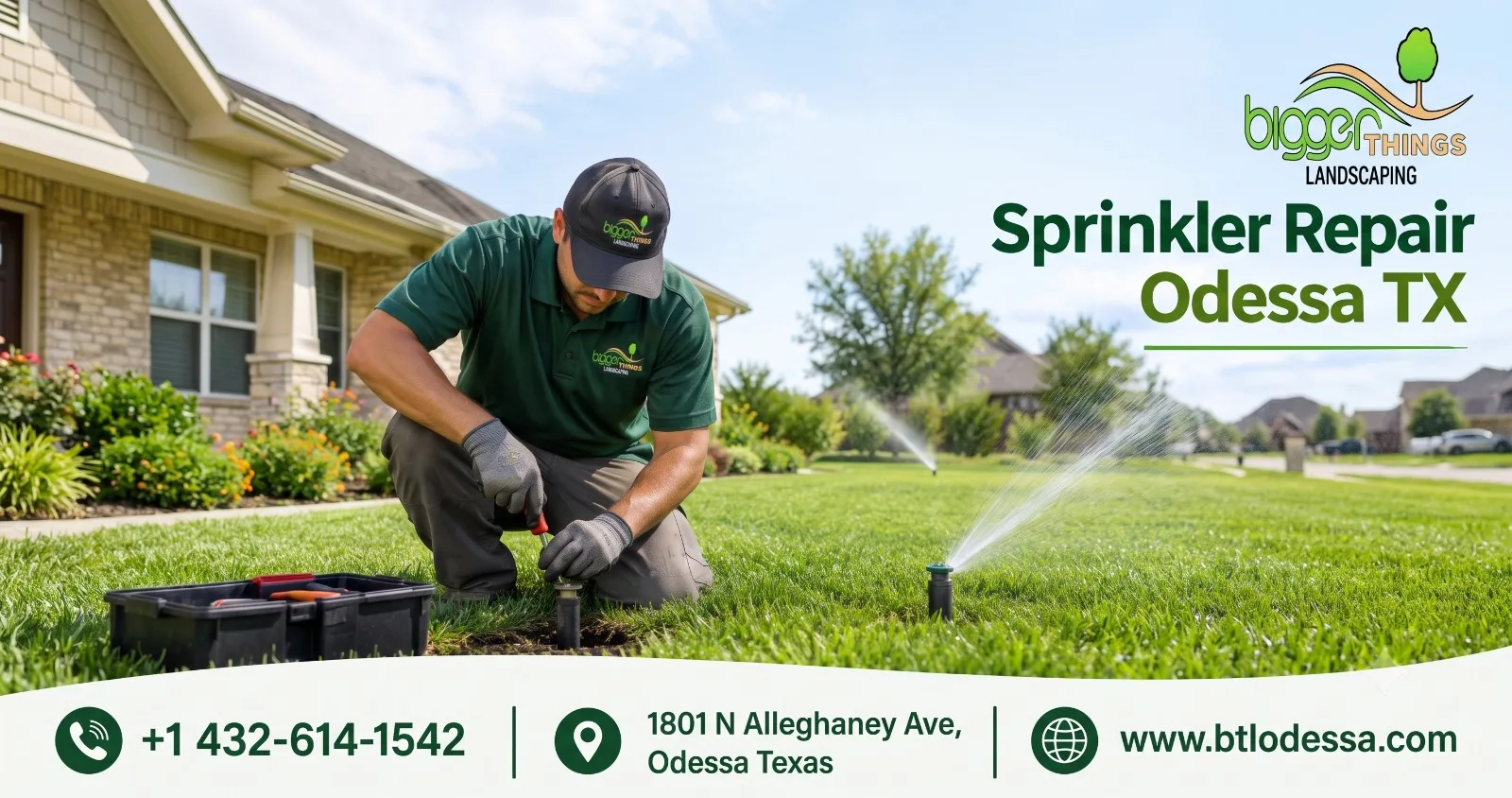 Sprinkler Repair Odessa TX: Keep Your Lawn Green with Bigger Things Landscaping
