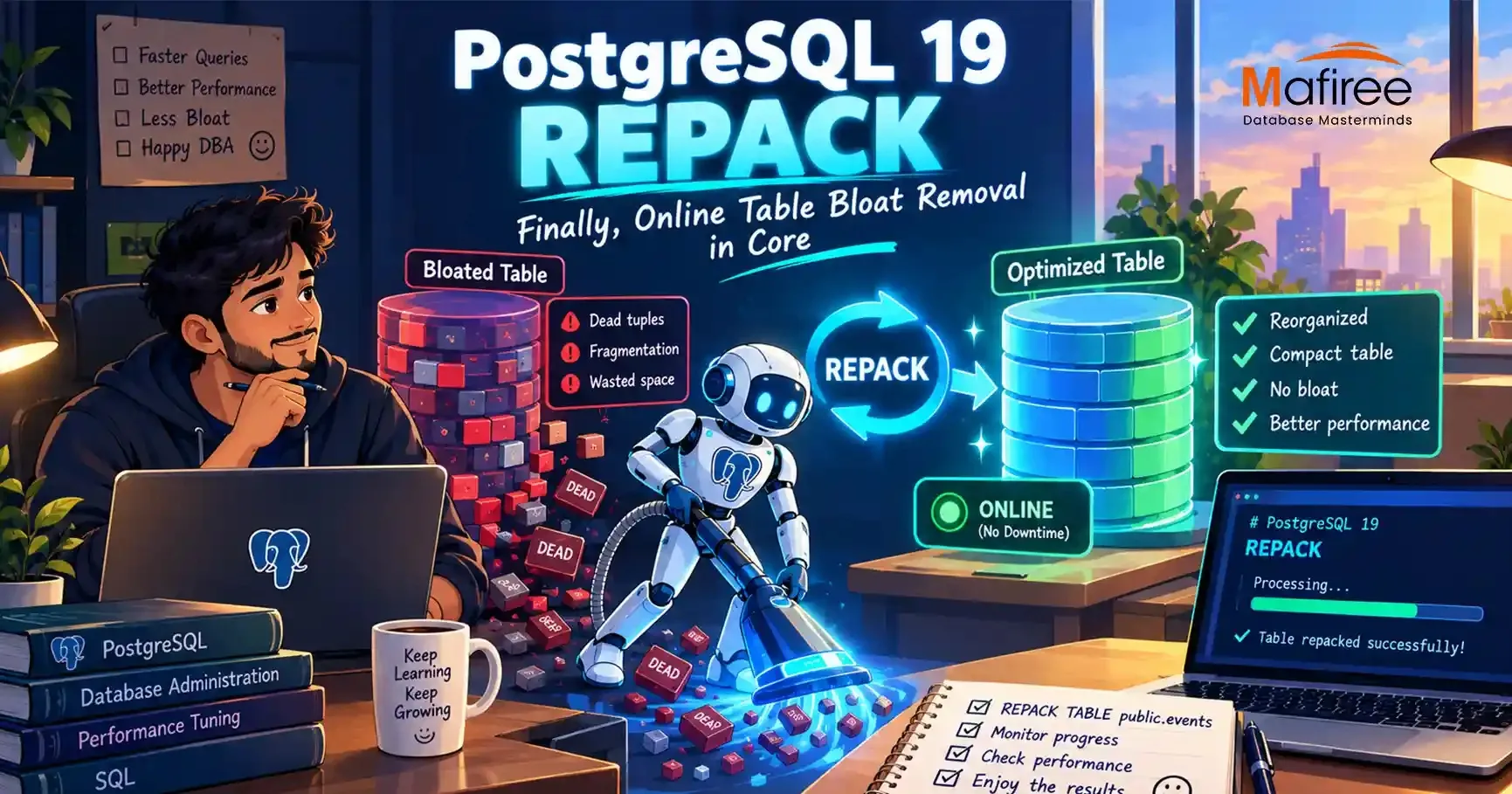 PostgreSQL 19 REPACK: Removing Table Bloat Online