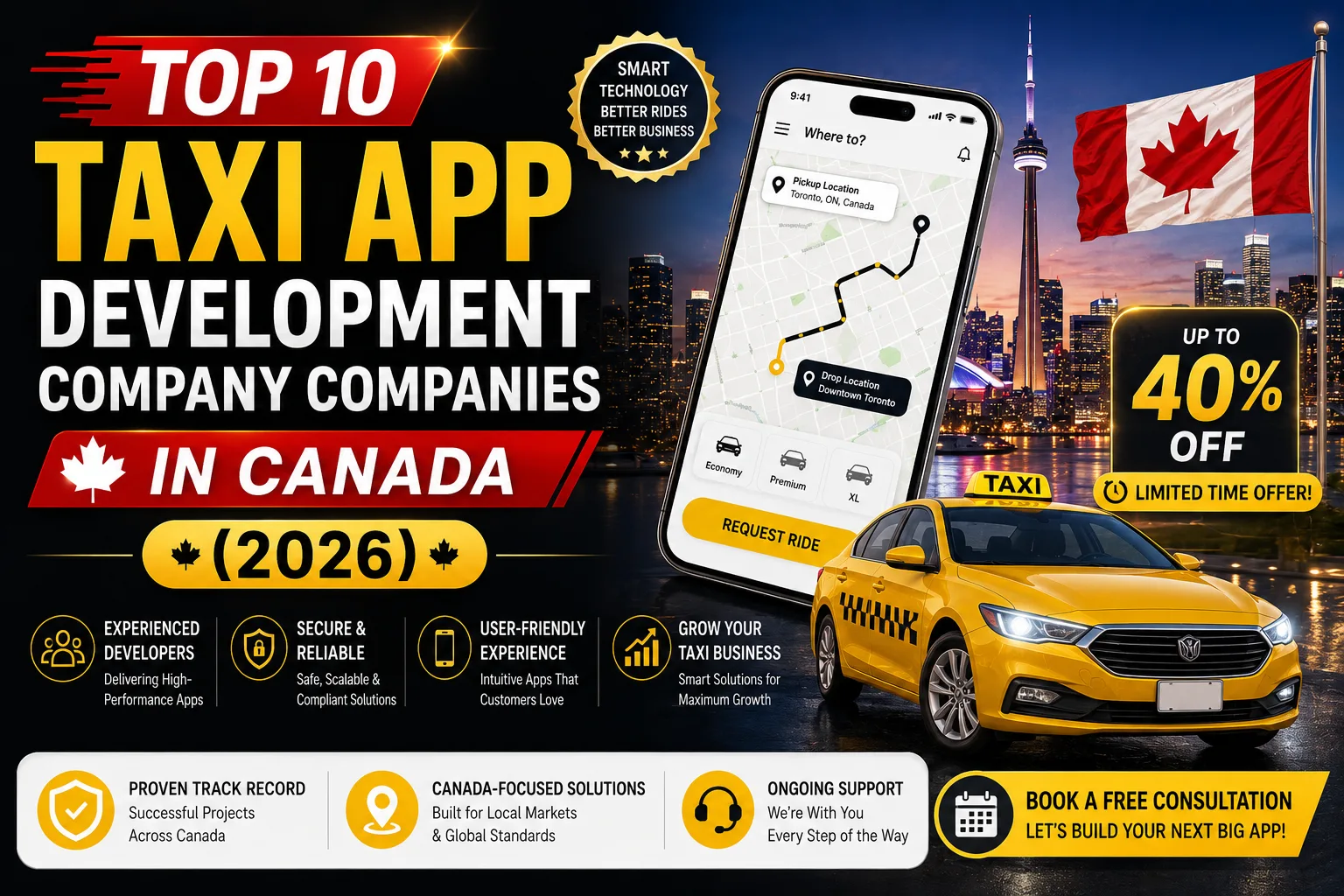 Top 10 Taxi App Development Company Companies in Canada (2026)