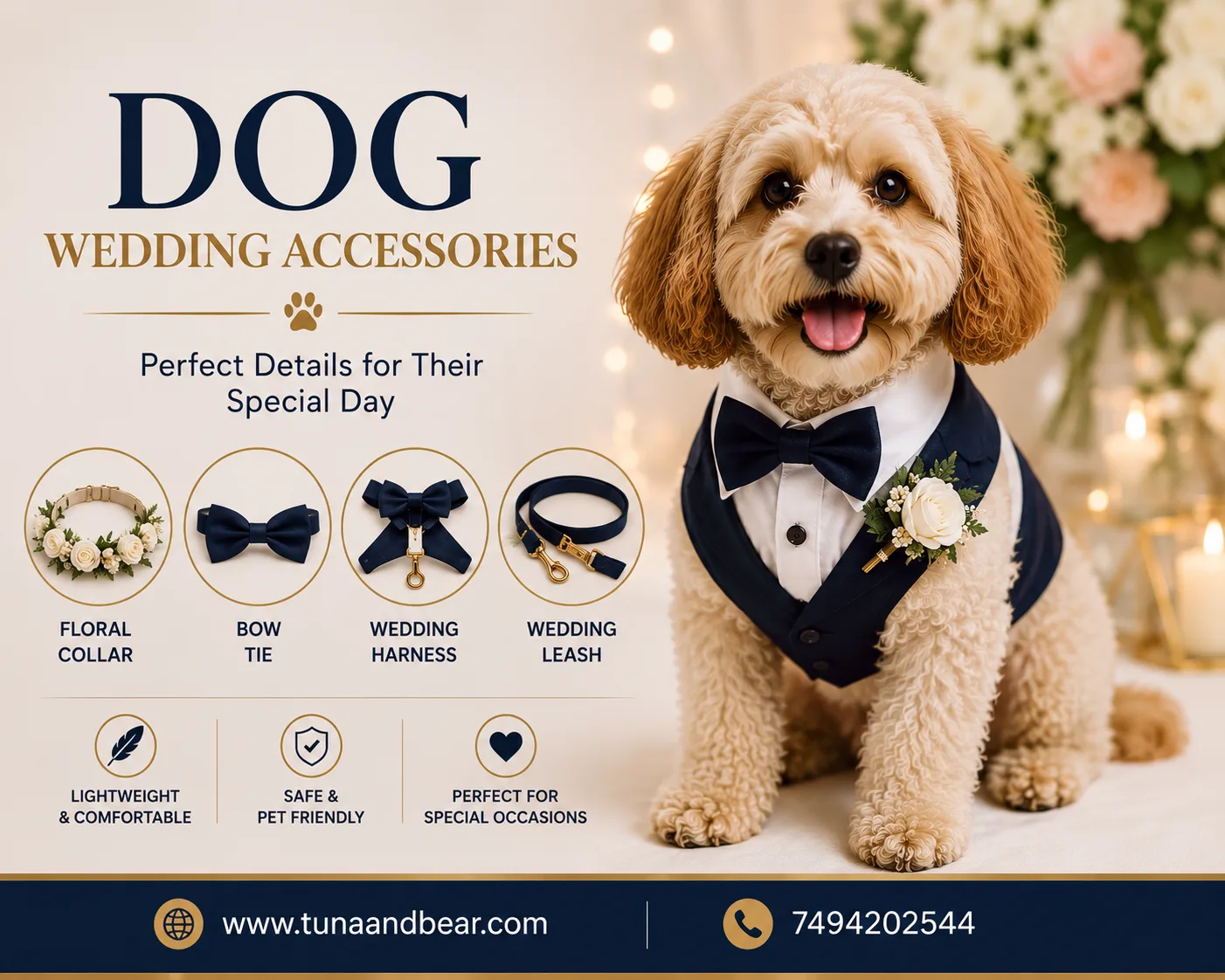 Elegant Pet Fashion Guide Dog Wedding Accessories