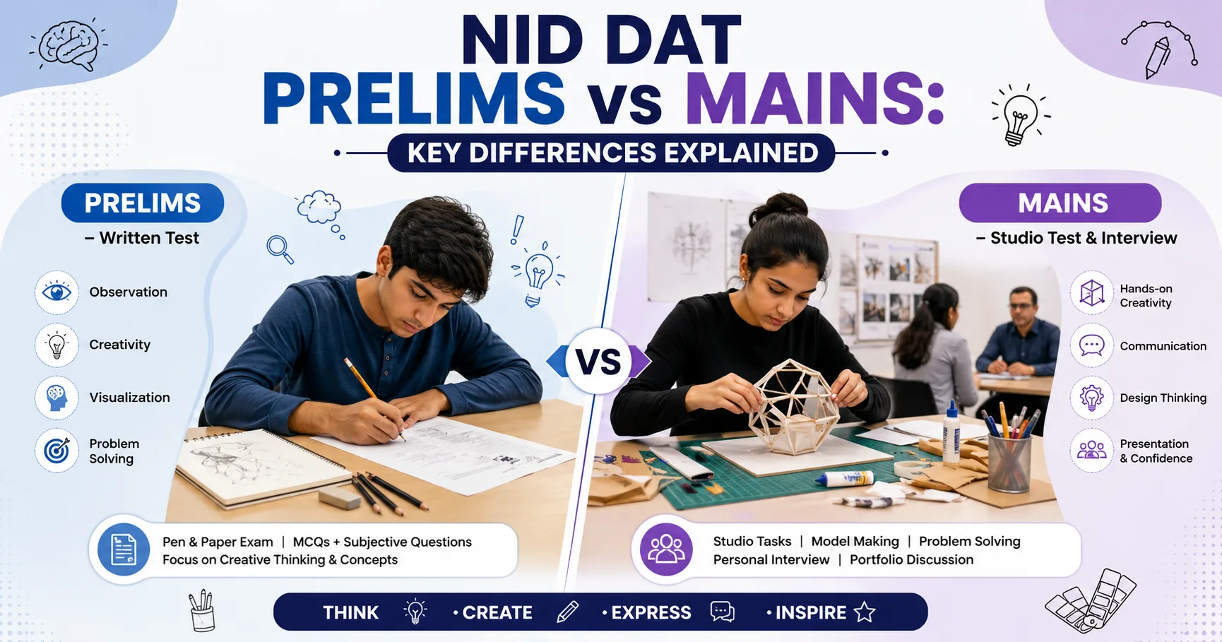 What is the Difference Between NID DAT Prelims and Mains?