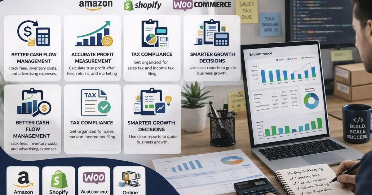 E-Commerce Bookkeeping for Amazon, Shopify, and WooCommerce Sellers