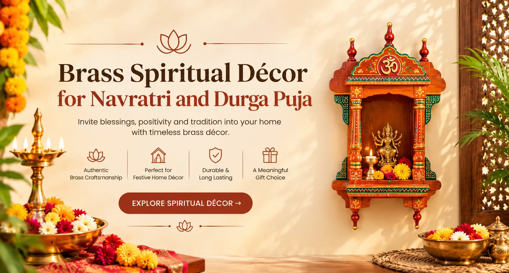 Brass Spiritual Décor for Navratri and Durga Puja
