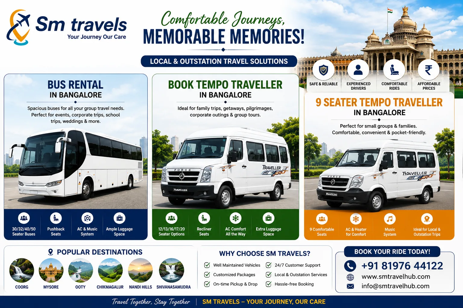 Family Trip, Corporate Outing, or Weekend Getaway? Here's the Best Travel Option in Bangalore