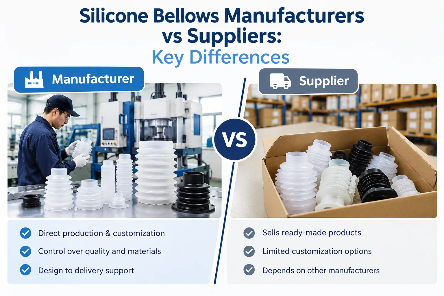 Silicone Bellows Manufacturers vs Suppliers: Key Differences