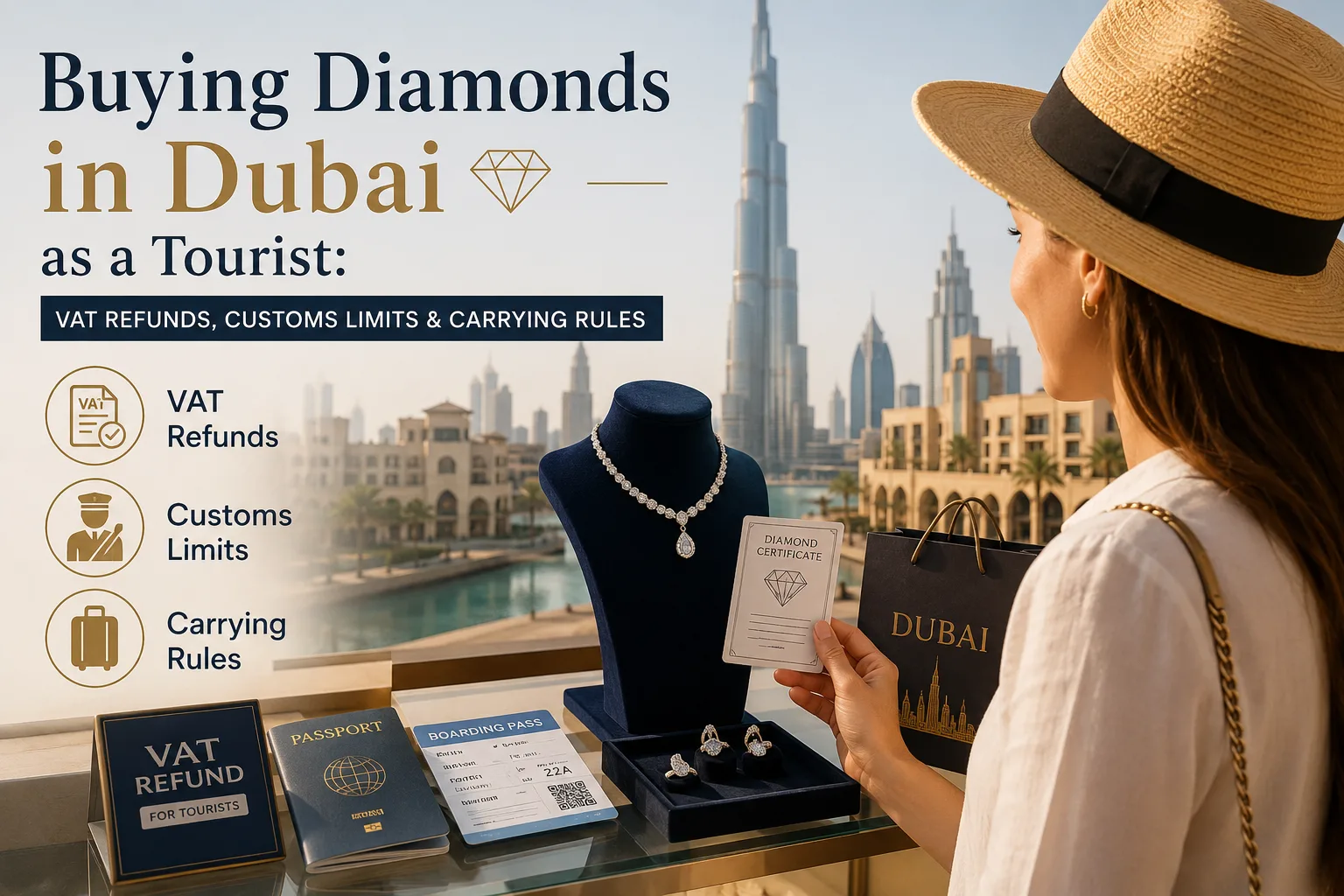 Buying Diamonds in Dubai as a Tourist: VAT Refunds, Customs Limits and Carrying Rules
