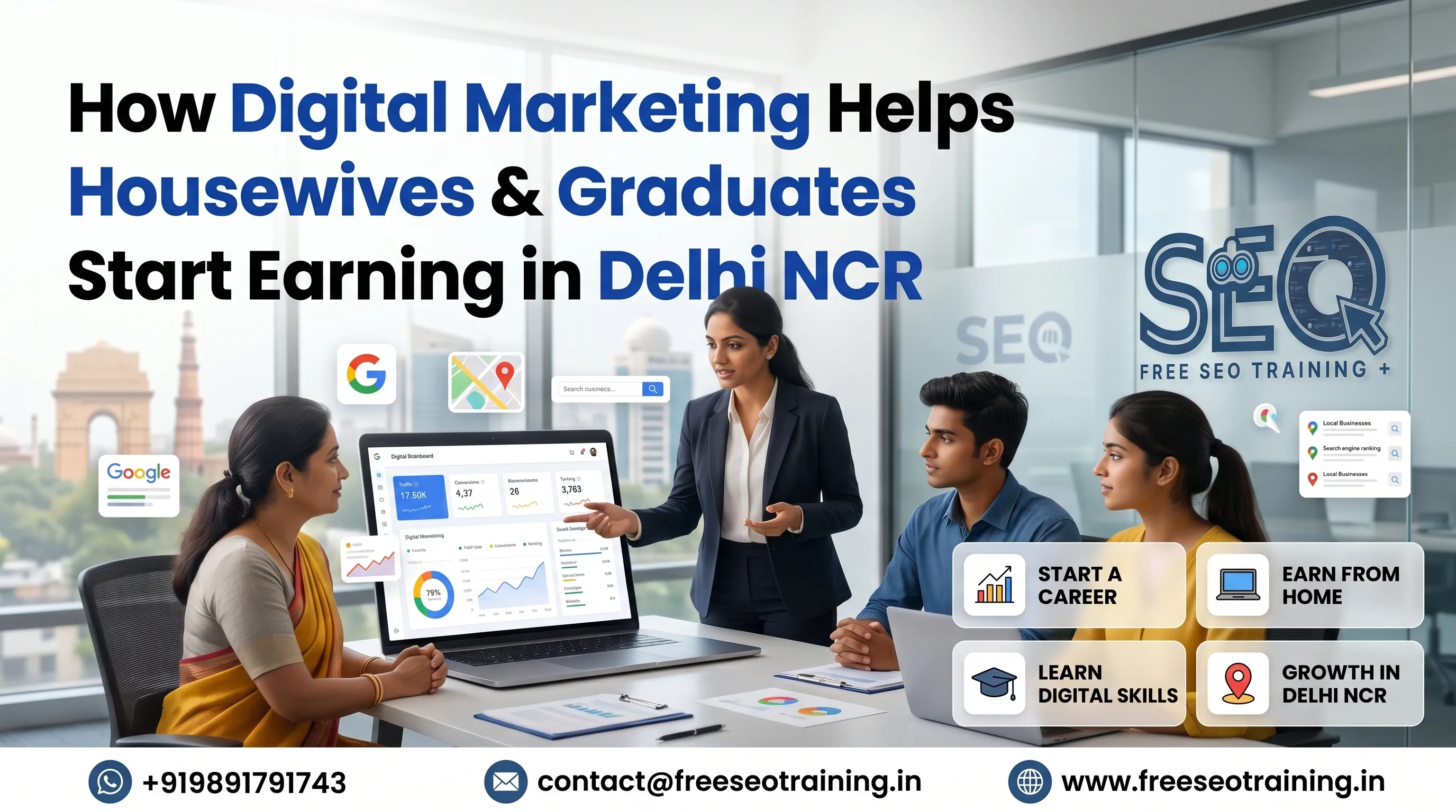 How Housewives & Graduates Earn via Digital Marketing Course in Delhi