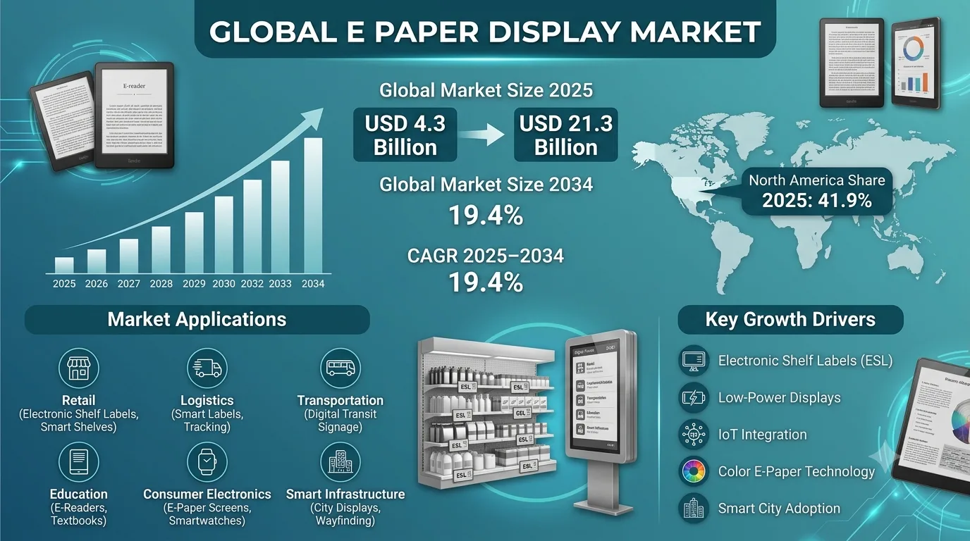 E Paper Display Market Size, Share & Growth Analysis 2025–2034