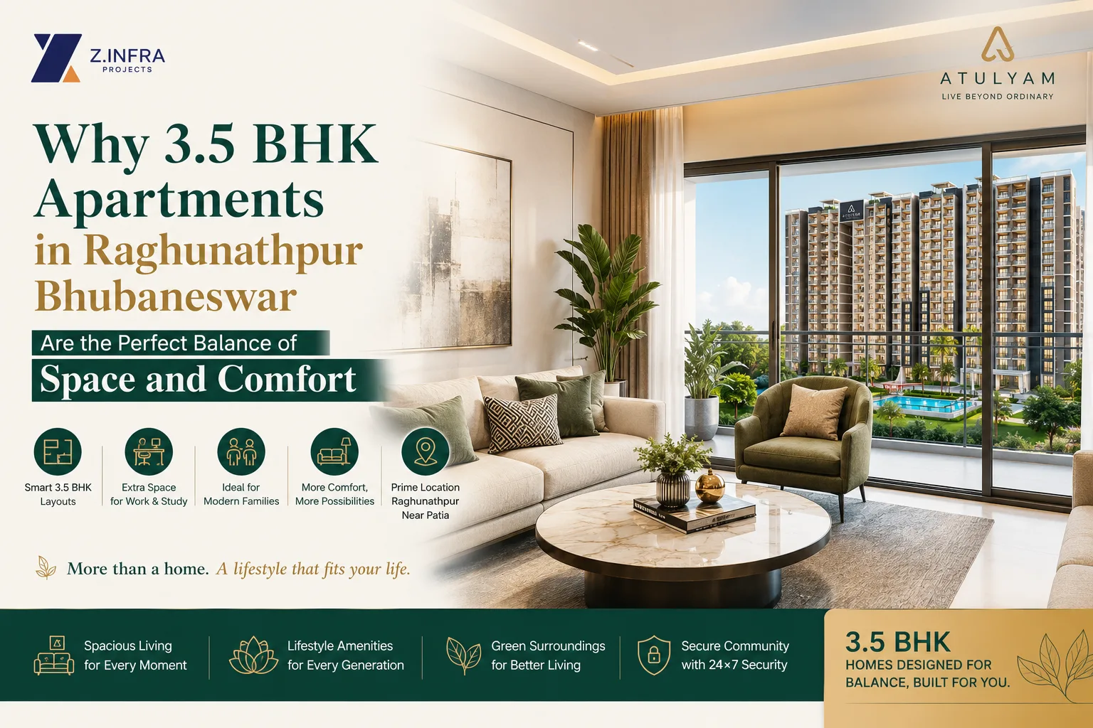 Why 3.5 BHK Apartments in Raghunathpur Bhubaneswar Are the Perfect Balance of Space and Comfort