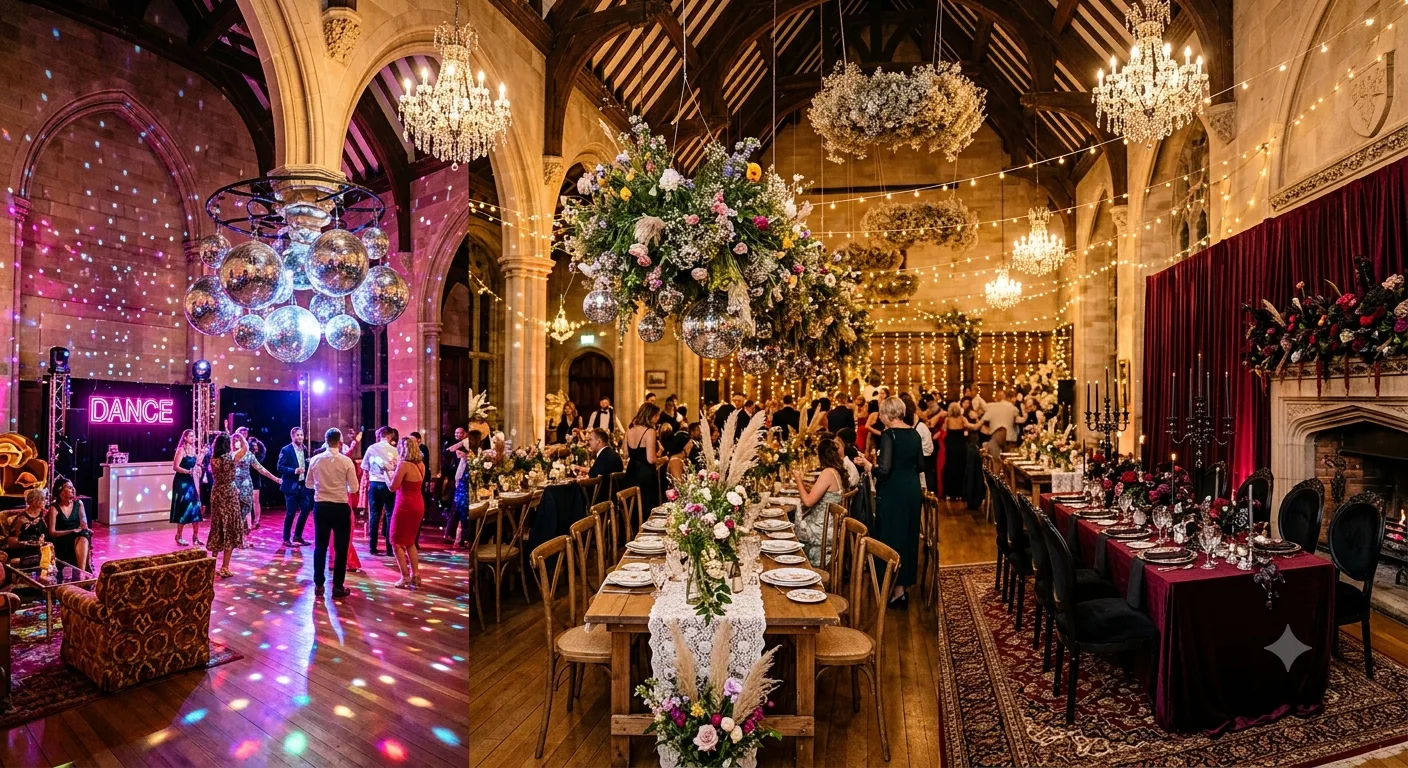 Banquet Hall Wedding Trends: Exploring Disco Glam, Cottagecore and Gothic Luxe