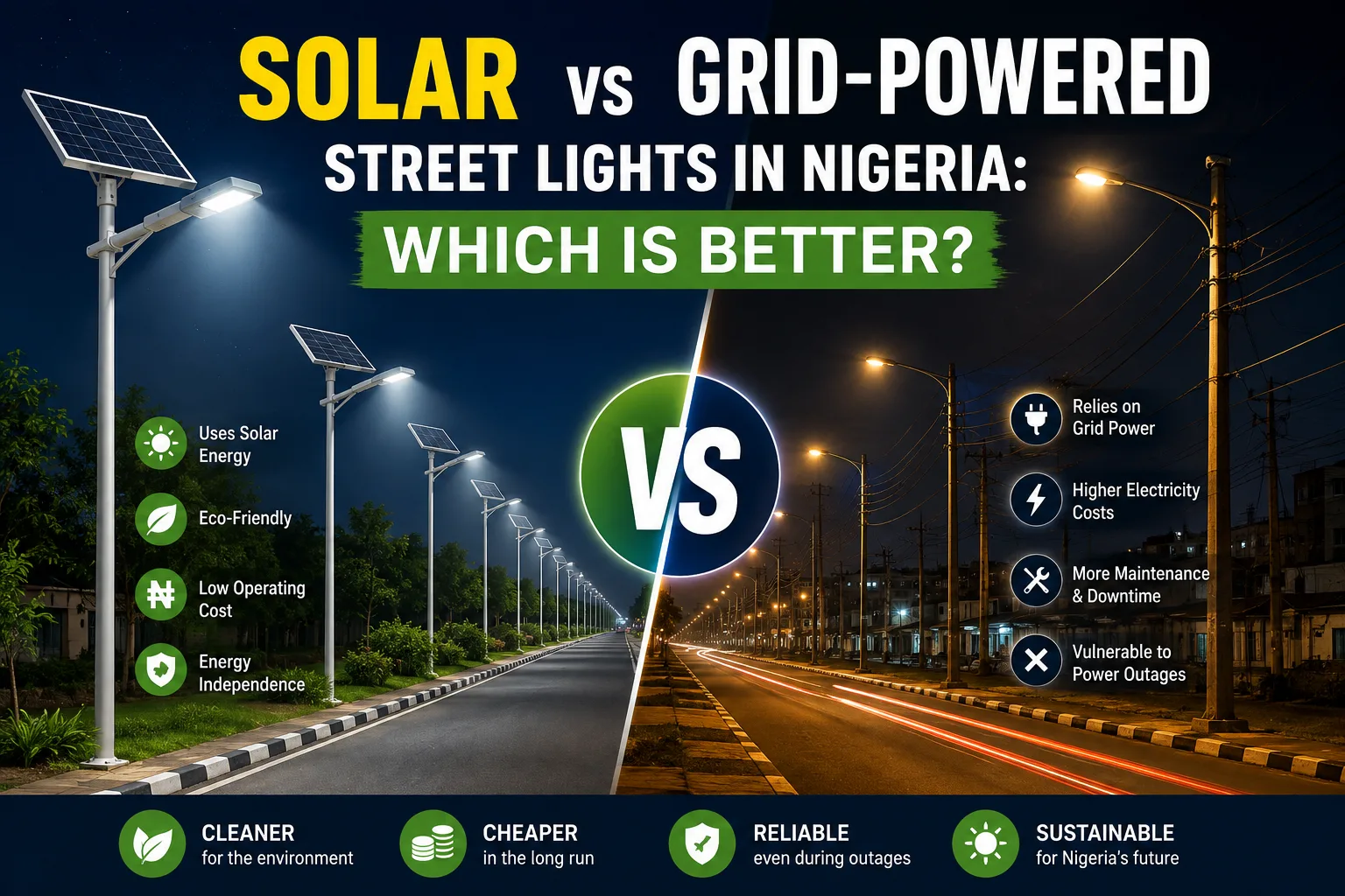 Solar vs Grid-Powered Street Lights in Nigeria: Which Is Better?