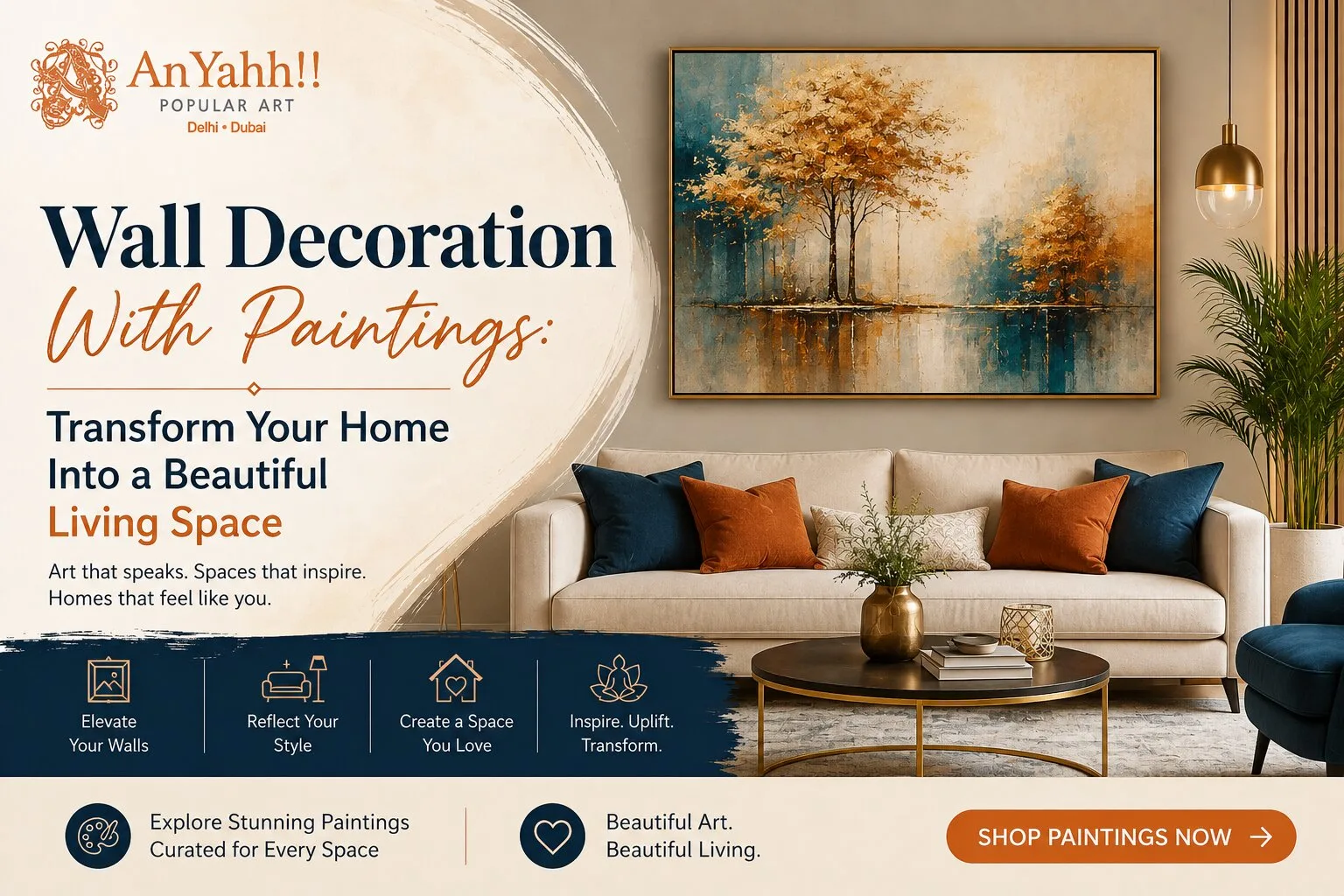 Wall Decoration With Paintings | Stylish Home Décor | Anyahh Art